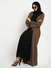 2 Piece Oat Shrug Abaya with Black Hijab For Women