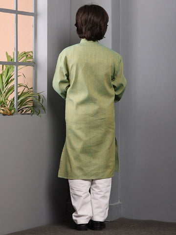 Nabia Jade Green Solid Kids Boys Kurta Pajama Set