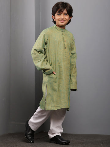 Nabia Jade Green Solid Kids Boys Kurta Pajama Set