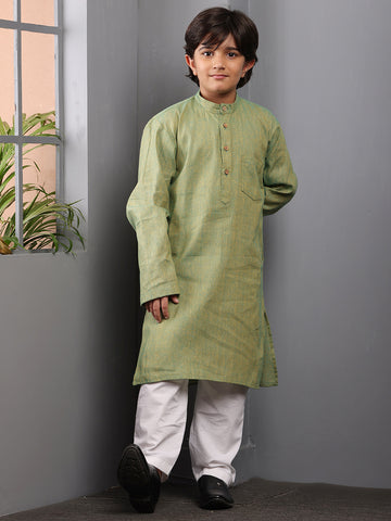 Nabia Jade Green Solid Kids Boys Kurta Pajama Set