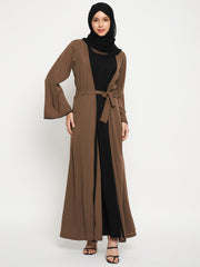 2 Piece Oat Shrug Abaya with Black Hijab For Women