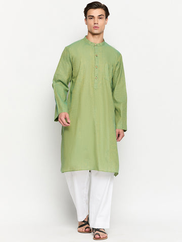 Jade Green Solid Luxurious Men's Kurta Pajama Set