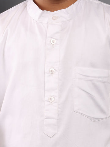 Nabia Solid White Kurta with Pajama For Kids Boys