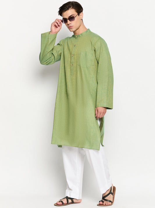 Jade Green Solid Luxurious Men's Kurta Pajama Set