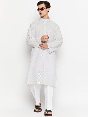 Polka Dot Printed Kurta For Men