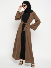 2 Piece Oat Shrug Abaya with Black Hijab For Women