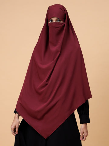 Nabia Women's Single Layer Soft Crepe Maroon Khimar Hijab