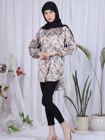 MultiColor Printed Front Open Modest Shirt