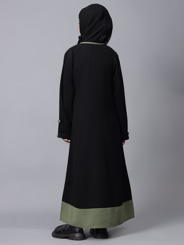 Black and Jade Green Abaya for Modest Kids Girls