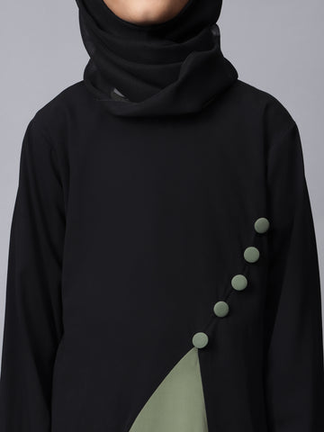 Black and Jade Green Abaya for Modest Kids Girls