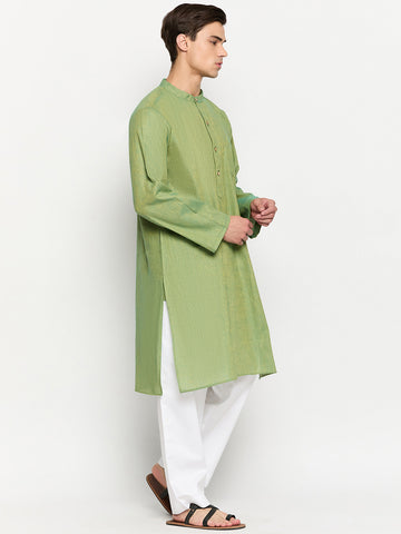 Jade Green Solid Luxurious Men's Kurta Pajama Set