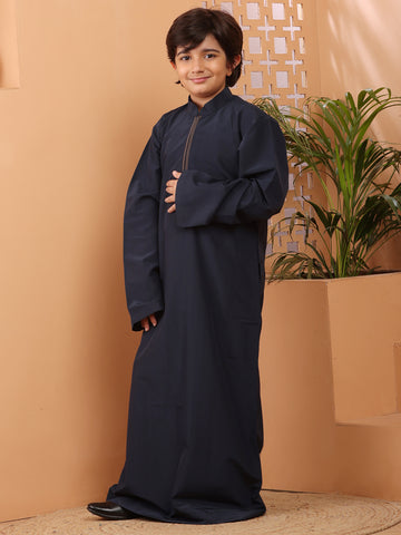 Nabia Blue Solid Thobe / Jubba For Kids Boys