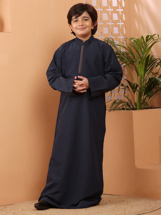 Nabia Blue Solid Thobe / Jubba For Kids Boys