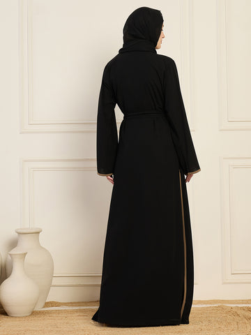 2 Piece Black and Oat Shrug Set with Matching Black Hijab for Women