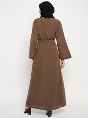 2 Piece Oat Shrug Abaya with Black Hijab For Women