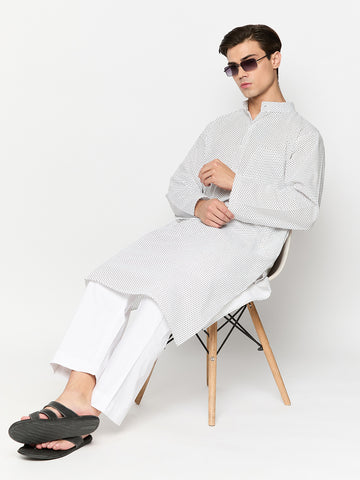 Polka Dot Printed Kurta For Men