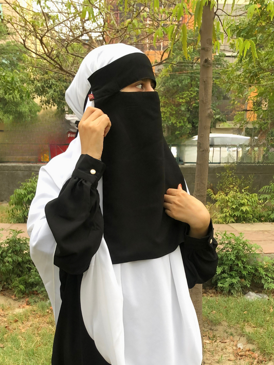 Nabia Women's Nida Matte Free Size Black Half-Niqab