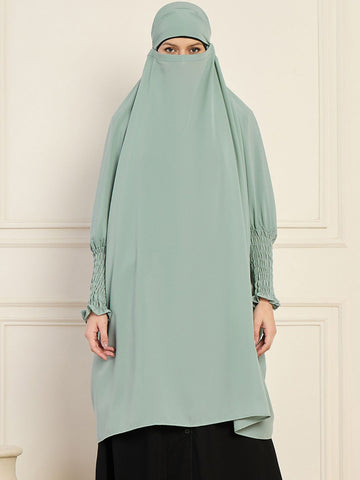 Nabia Sea Green Solid Full Free Size Prayer Khimar