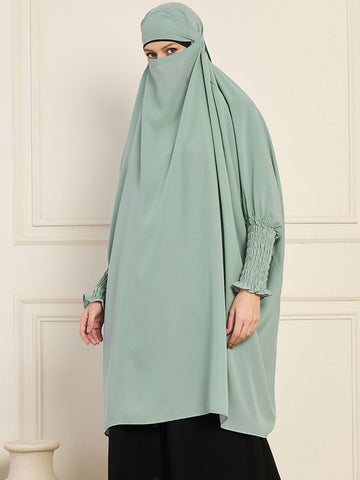 Nabia Sea Green Solid Full Free Size Prayer Khimar