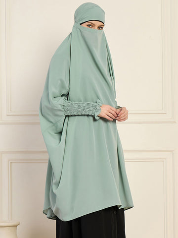 Nabia Sea Green Solid Full Free Size Prayer Khimar