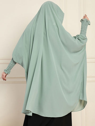 Nabia Sea Green Solid Full Free Size Prayer Khimar