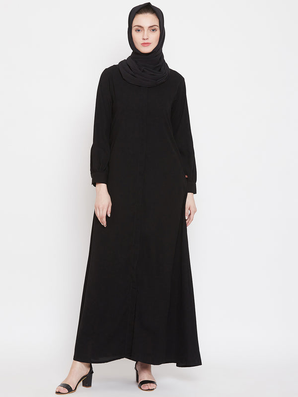 Nabia Women Black Polka Crepe Abaya Dress With Georgette Scarf Online ...