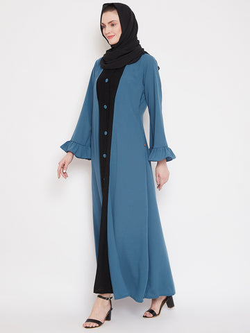 Nabia Two Color Combination Free Sleeves Abaya for Women with Georgette Scarf