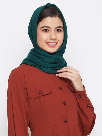 Nabia Women Bottle Green Solid Rayon Hijab